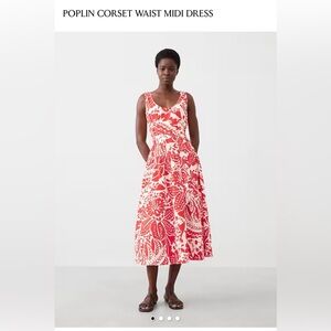 Banana Republic Factory Red and White Floral Midi Dress